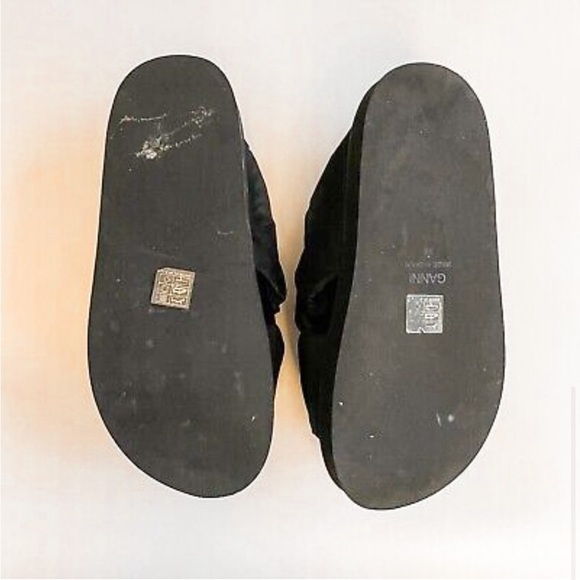 SOLD 𝅺ganni Ruched Crossover Chunky Platform Sandals Satin Black Size 38 - Picture 6 of 6